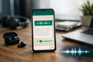 Transcrição de áudio por IA no WhatsApp
